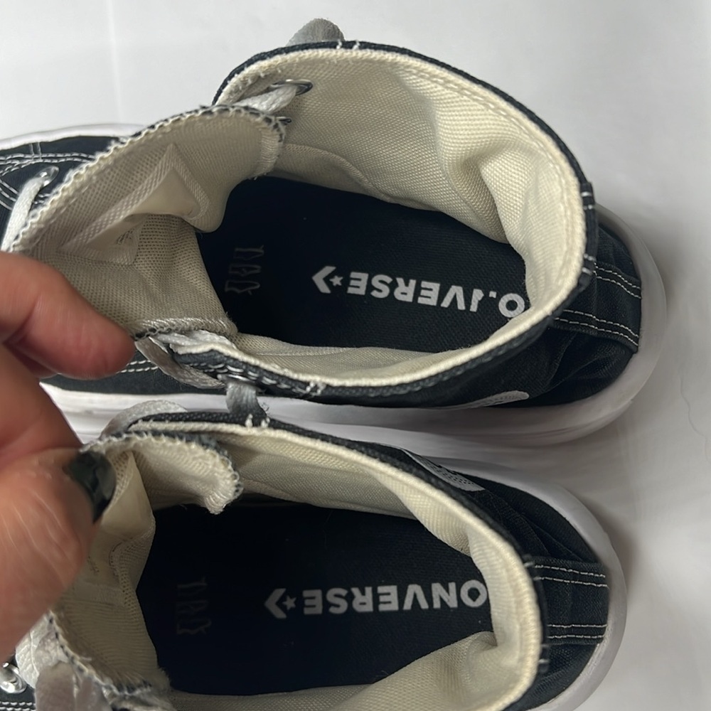 Converse Chuck Taylor Sz 10 All Star Move Platform Sneakers Black Canvas - Picture 7 of 8